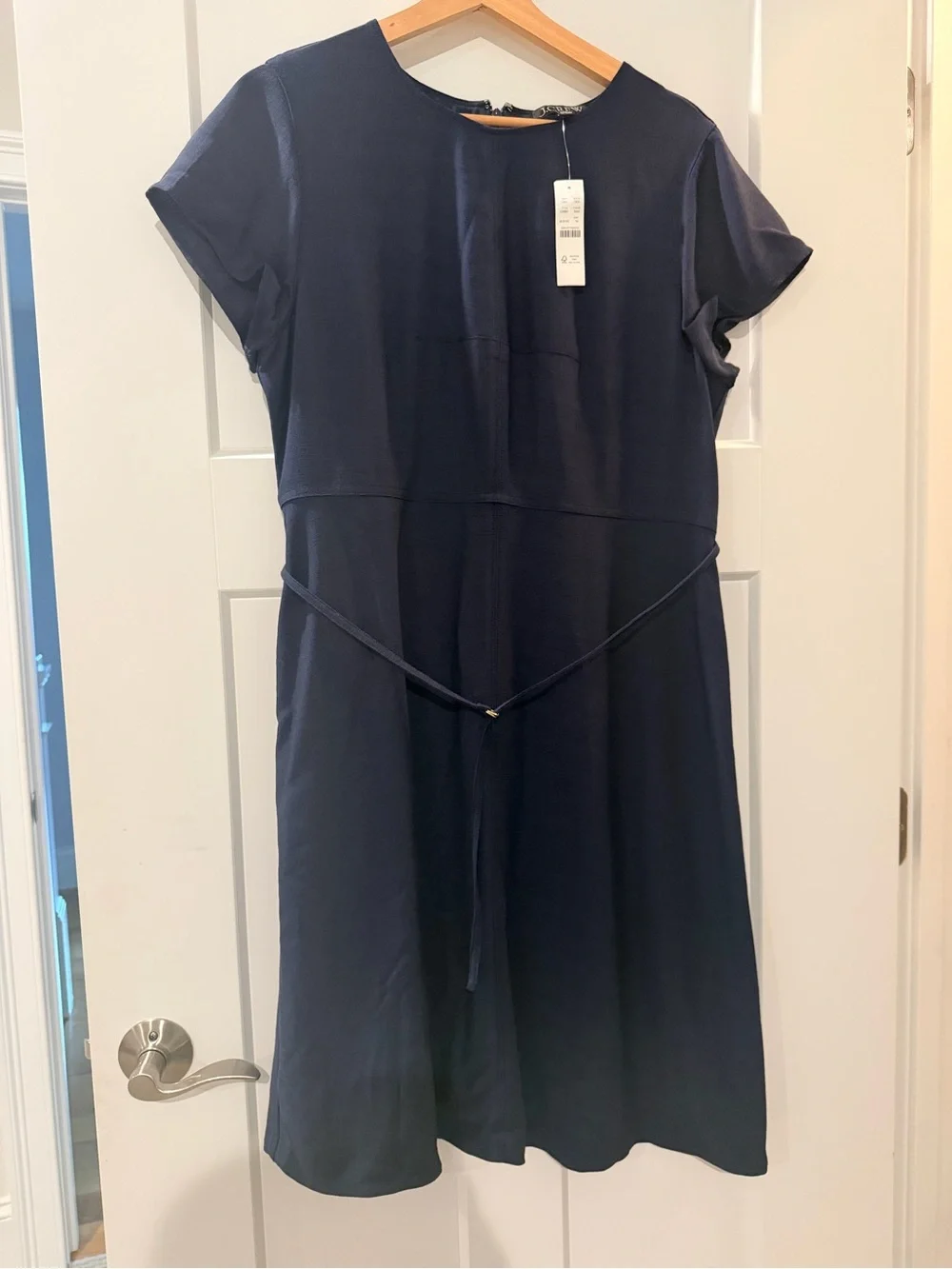 J. Crew Women's Navy Short Sleeve Belted Dress